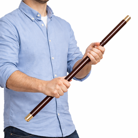 Sheesham Wood Police Baton 23 Inch | Solid Wooden Self Defense Stick with Brass Caps (1 Inch Thick)